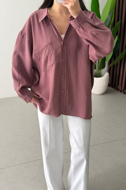 Modal fabric oversized shirt-Dusty Rose
