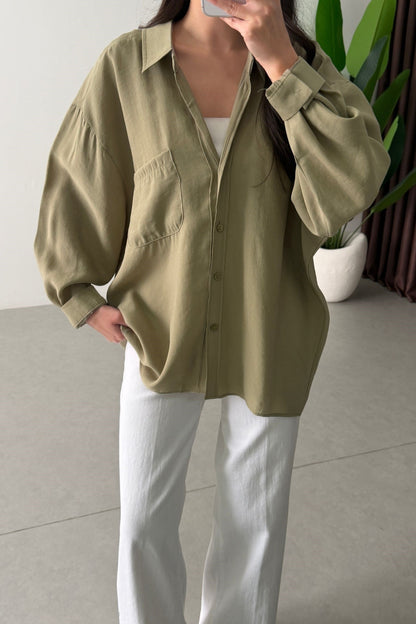 Modal fabric oversized shirt-light green