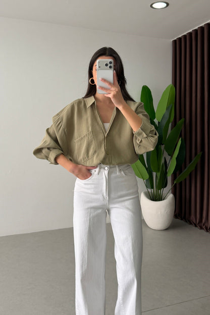 Modal fabric oversized shirt-light green