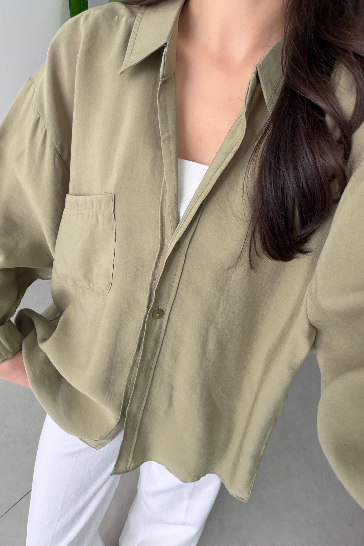 Modal fabric oversized shirt-light green