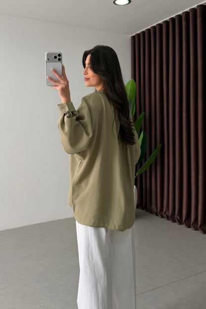 Modal fabric oversized shirt-light green