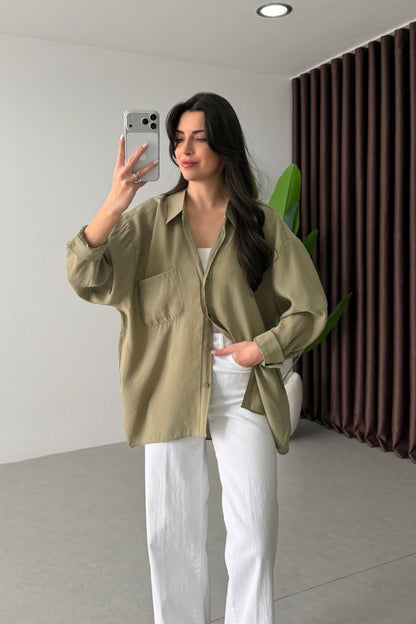 Modal fabric oversized shirt-light green