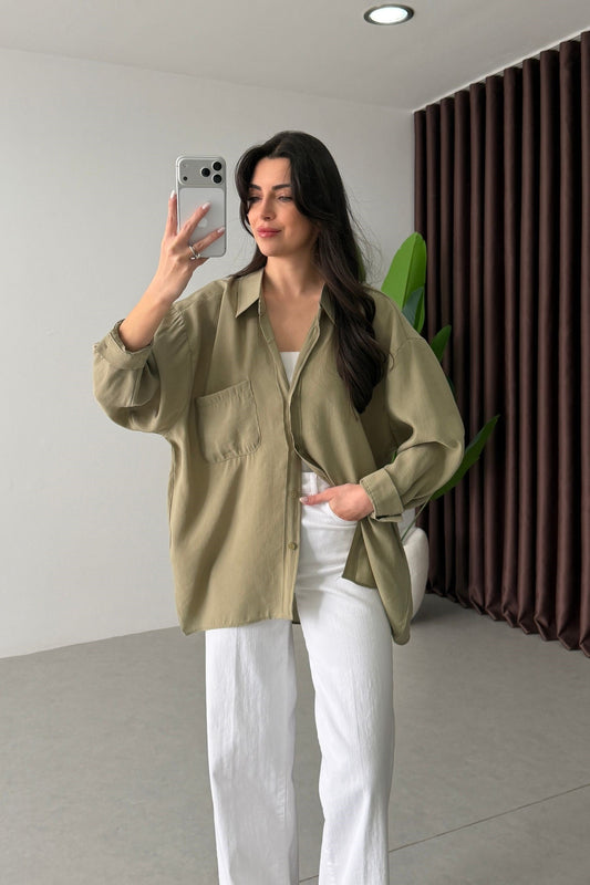 Modal fabric oversized shirt-light green