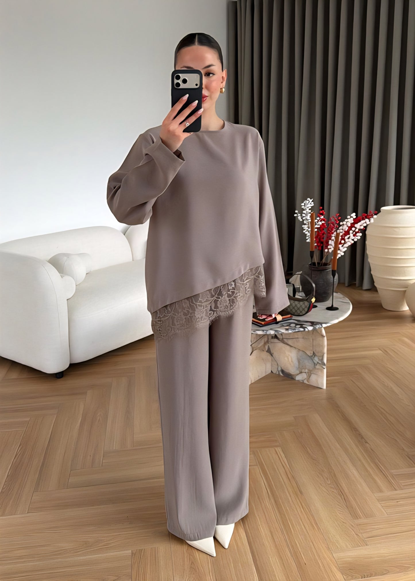 Lace Detail Tencel fabric co-ord Set