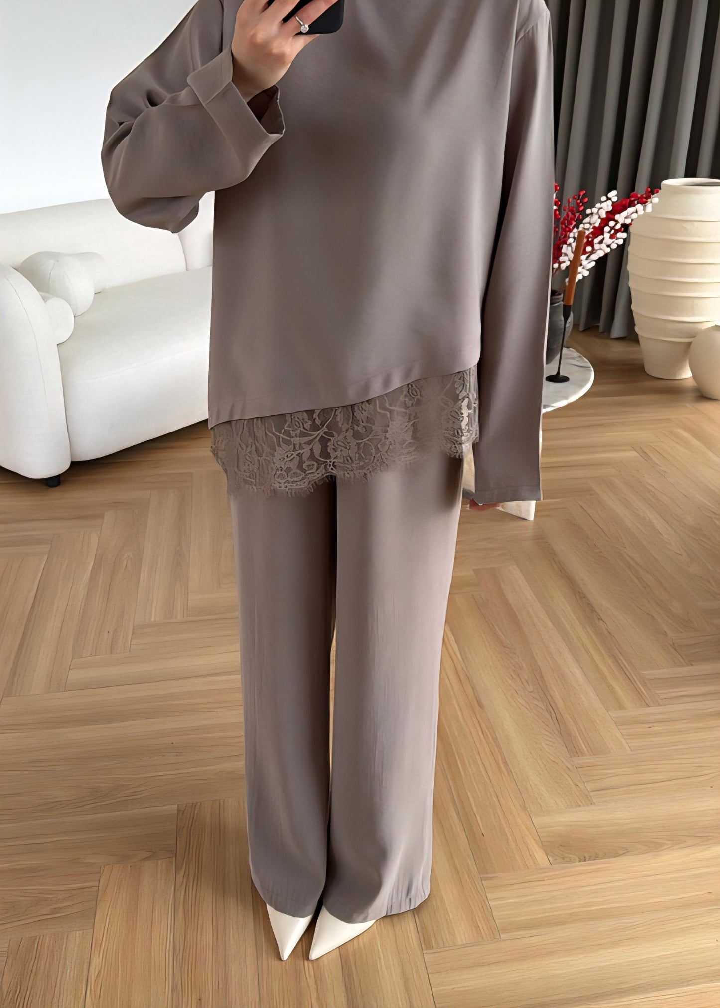 Lace Detail Tencel fabric co-ord Set