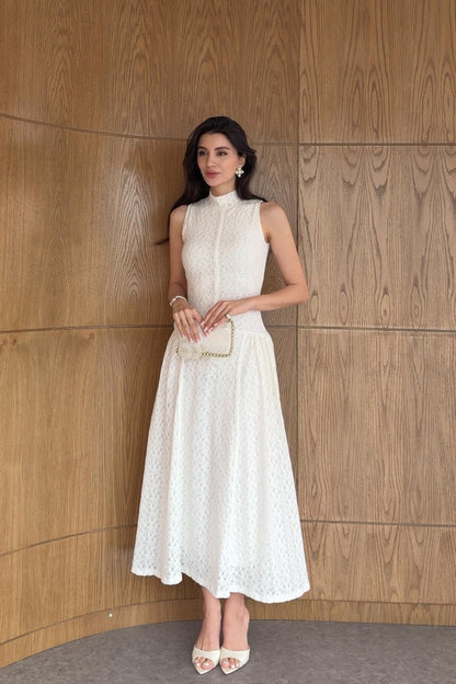 Ivory Premium Lace Dress with Trim