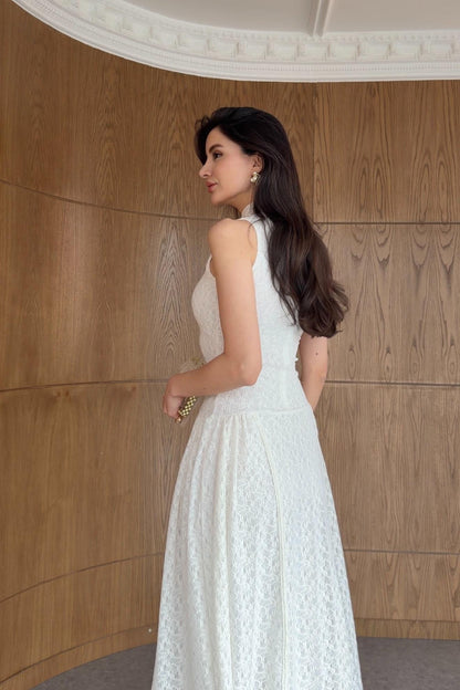 Ivory Premium Lace Dress with Trim
