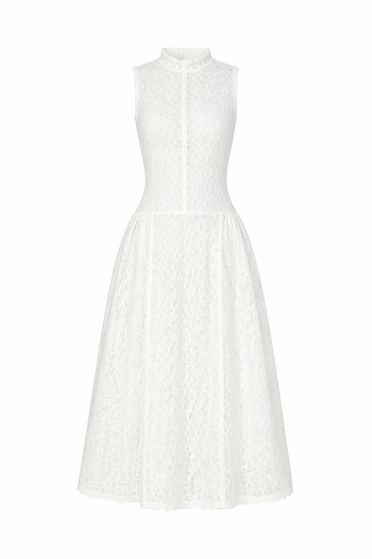 Ivory Premium Lace Dress with Trim