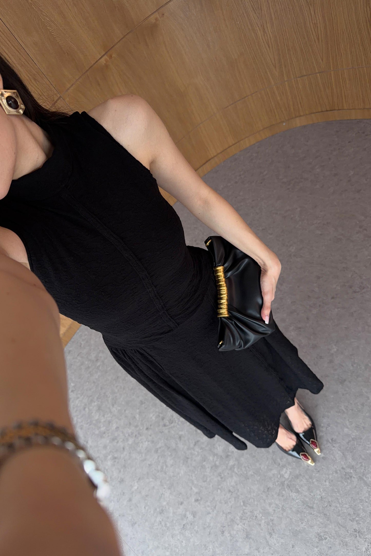 Black Premium Lace Dress with Trim