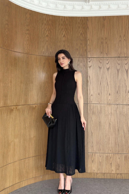 Black Premium Lace Dress with Trim