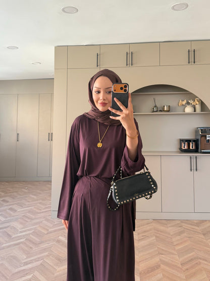 Delta cotton Trouser Suit - plum purple