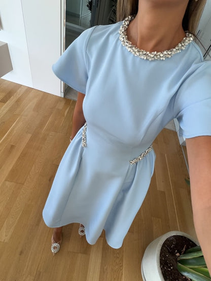 Dia Stone Detail Midi Dress - Blue