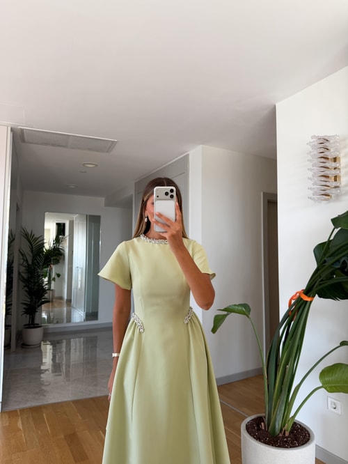 Dia Stone Detail Midi Dress - mint green