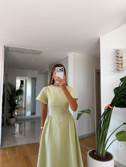 Dia Stone Detail Midi Dress - mint green