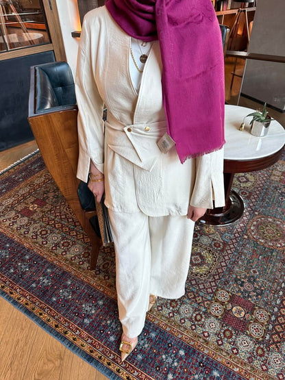 Jacket with belted, wide leg trouser co-ord set