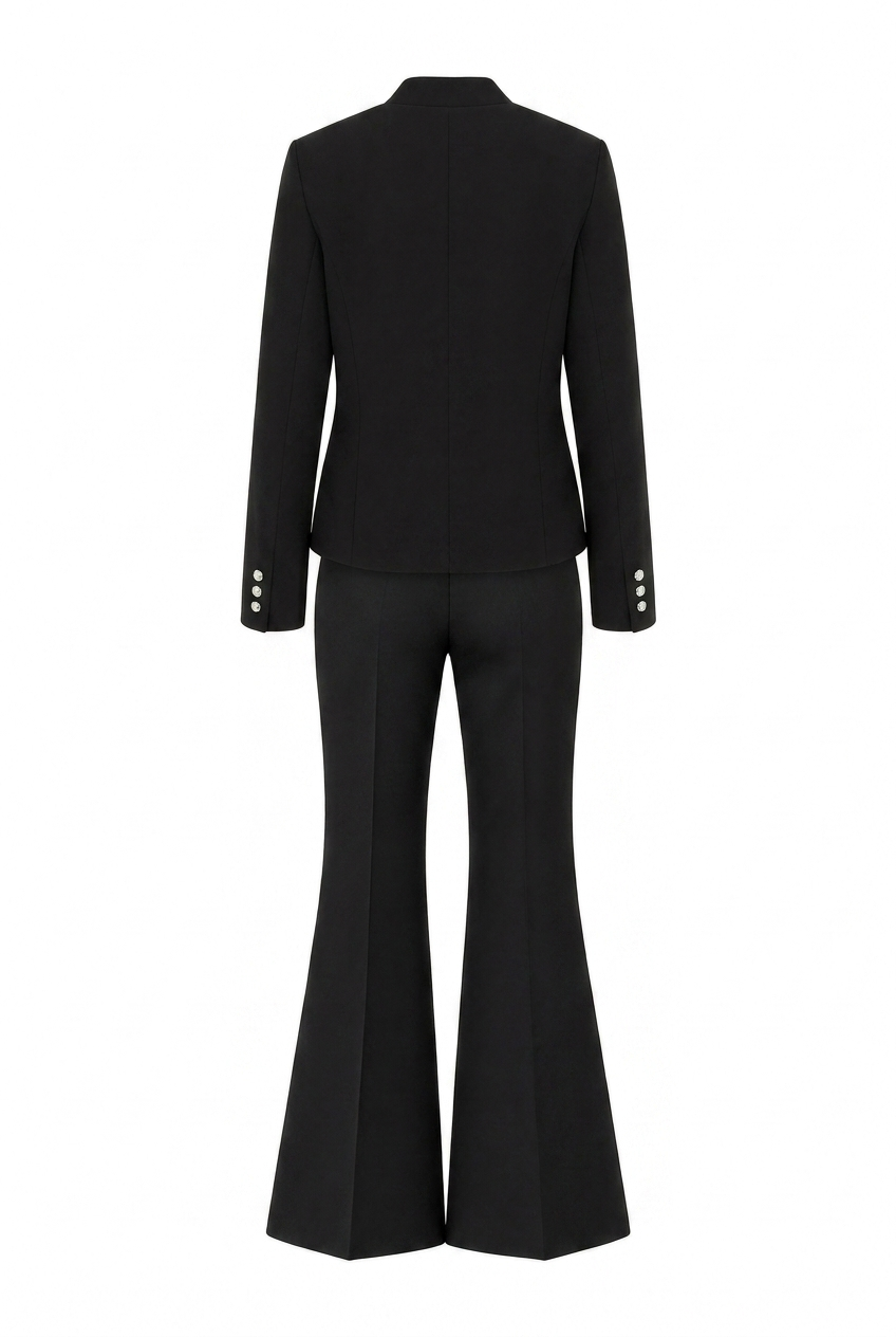 Stand collar silver buttons suit