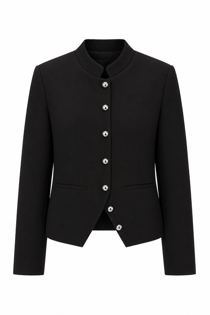 Stand collar silver buttons suit
