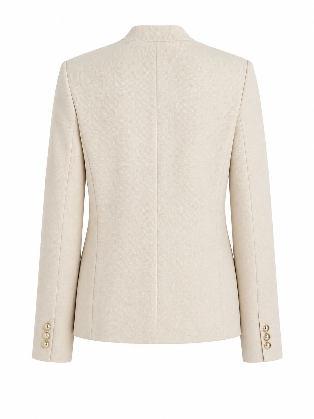 Textured fabric Stand collar gold buttons suit