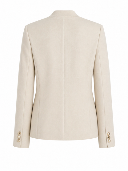 Textured fabric Stand collar gold buttons suit