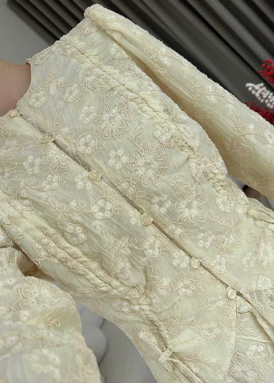 Dolce lace ruffled Shirt Beige