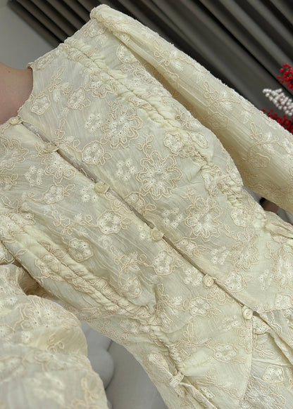 Dolce lace ruffled Shirt Beige
