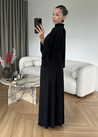 Draped Premium Dress - black