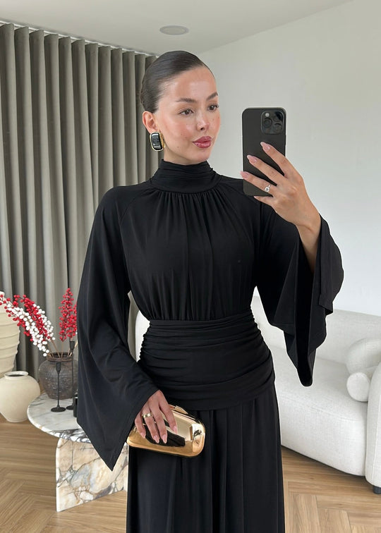 Draped Premium Dress - black