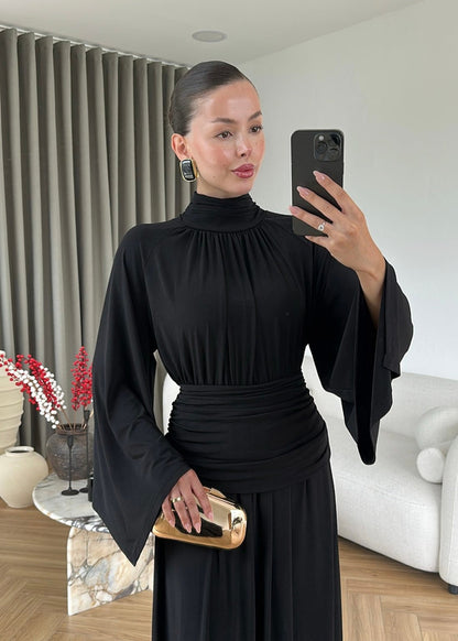 Draped Premium Dress - black