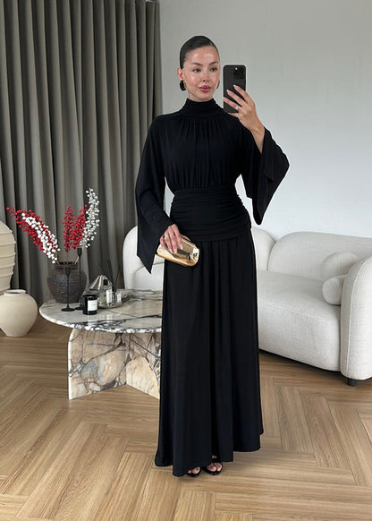Draped Premium Dress - black