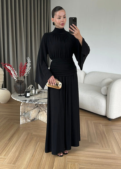 Draped Premium Dress - black
