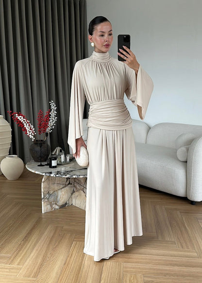 Draped Premium Dress - beige