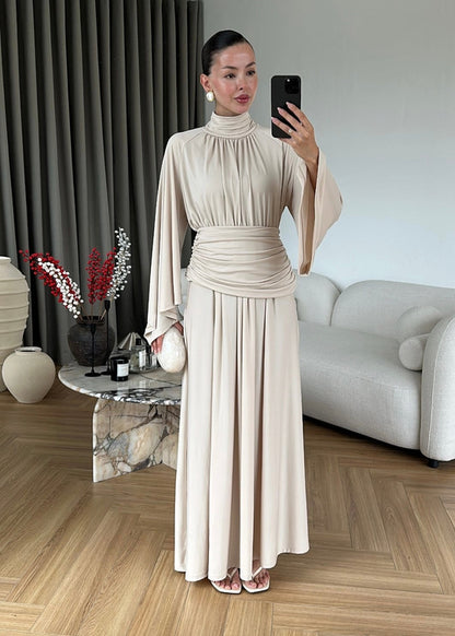 Draped Premium Dress - beige