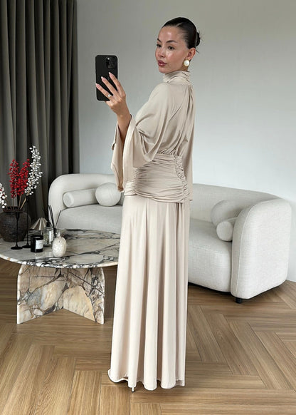 Draped Premium Dress - beige