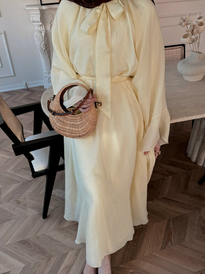 Wide sleeve tie Detail blouse with maxi skirt chiffon set