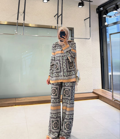 Printed satin co-ord set