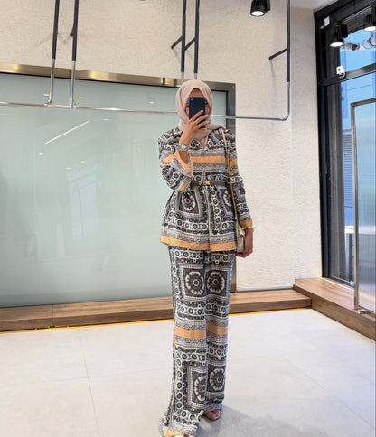 Printed satin co-ord set