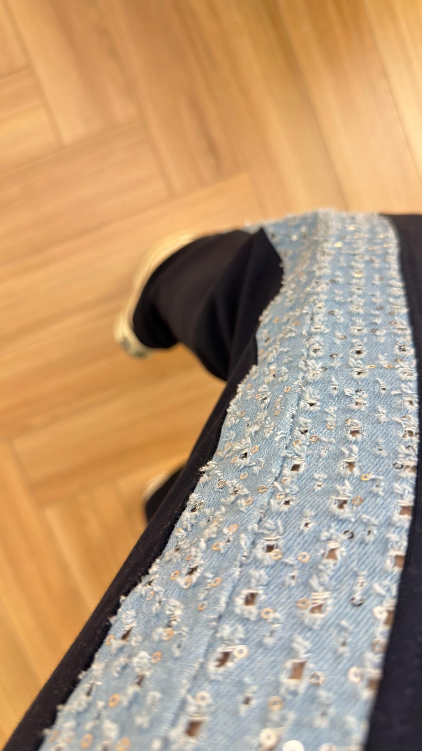 Navy blue Denim Tracksuit with Sequin Trim
