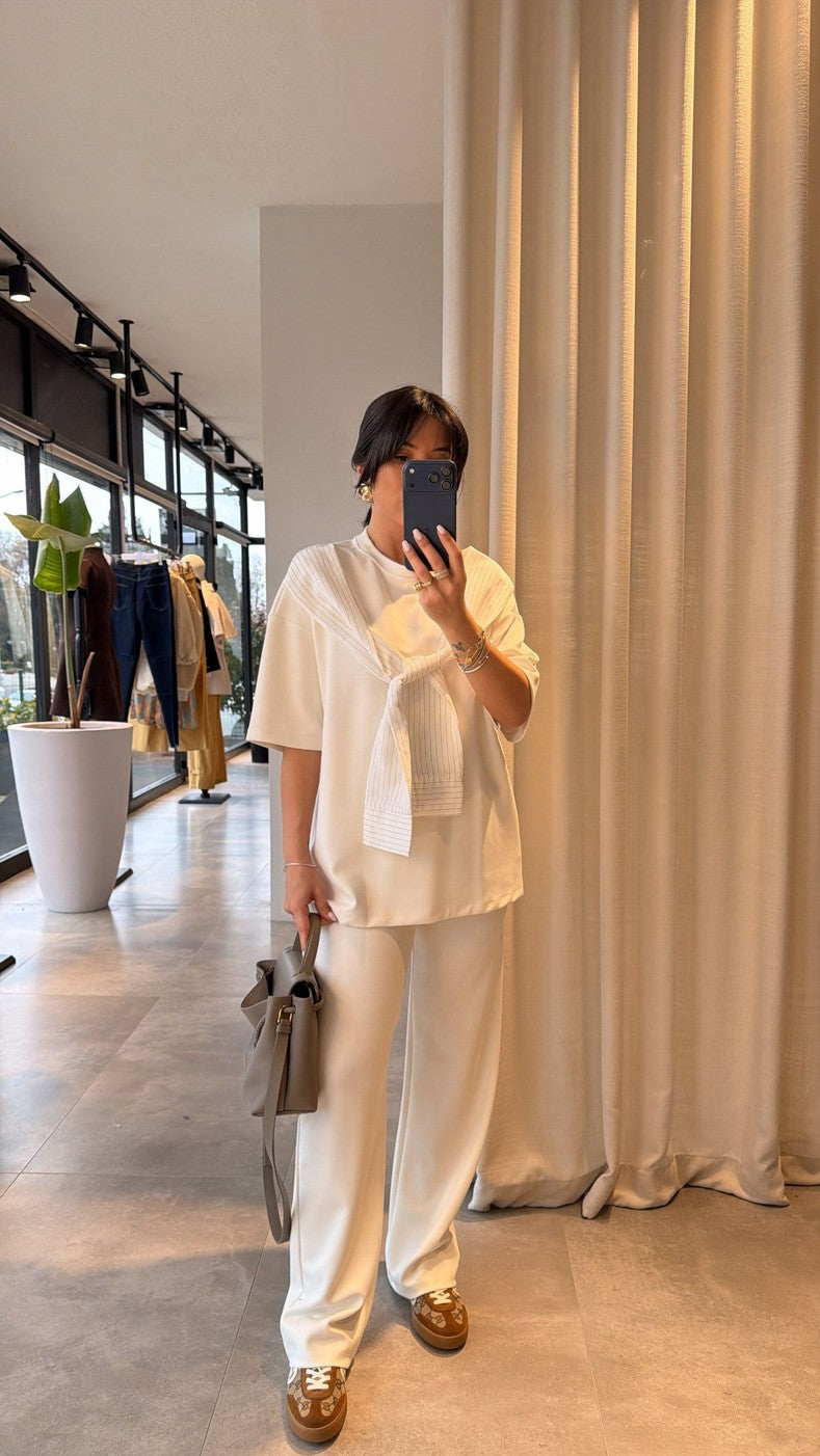 Oysho fabric tracksuit with poplin fabric scarf detail-white