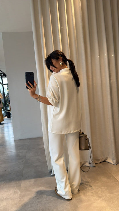Oysho fabric tracksuit with poplin fabric scarf detail-white
