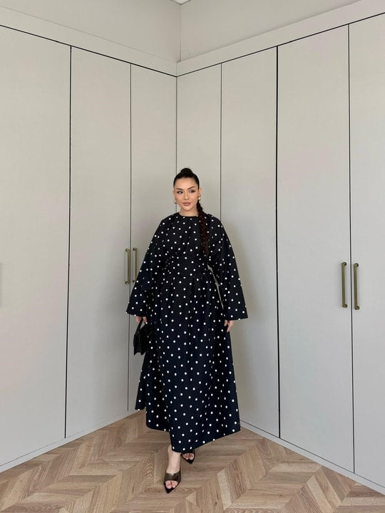 Pol-Esila Polka Dot Dress - Black