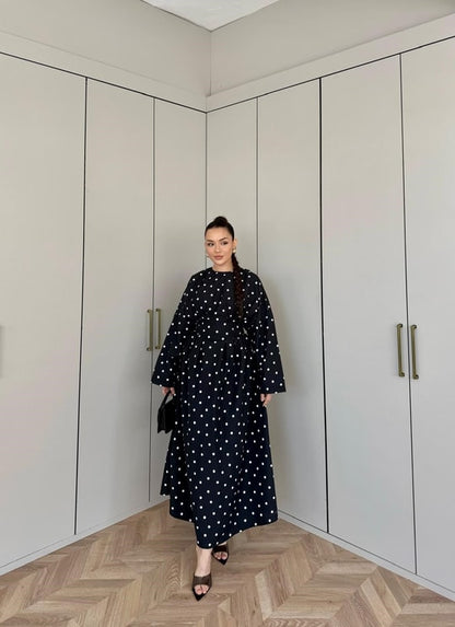 Pol-Esila Polka Dot Dress - Black