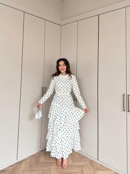 Polka Dot belted layered dress