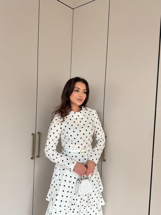 Polka Dot belted layered dress