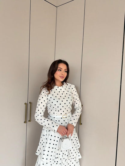 Polka Dot belted layered dress
