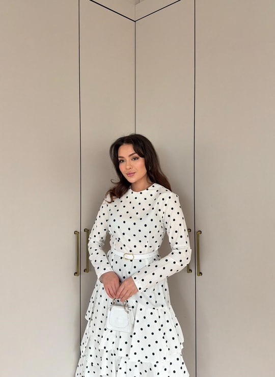 Polka Dot belted layered dress