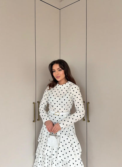 Polka Dot belted layered dress