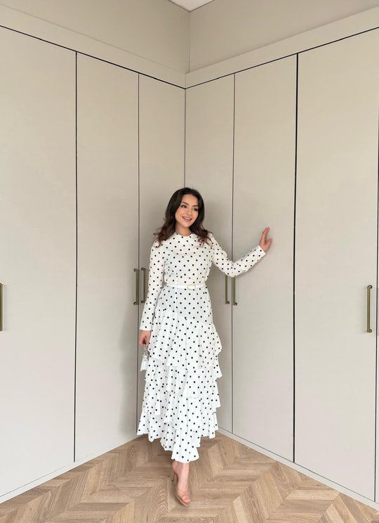 Polka Dot belted layered dress