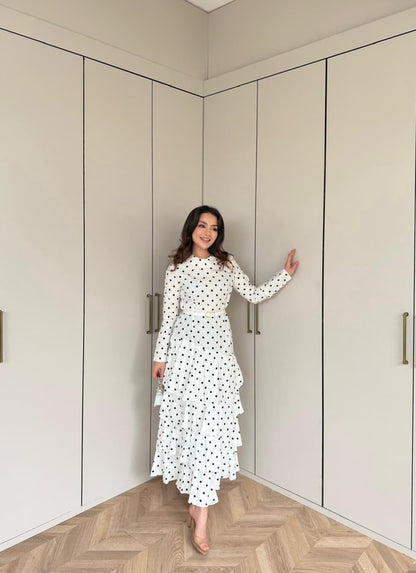 Polka Dot belted layered dress