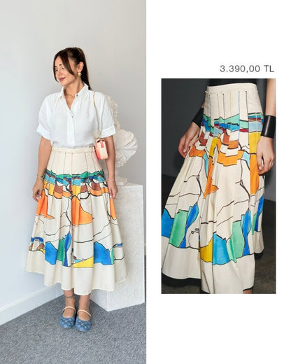 Printed boheme skirt