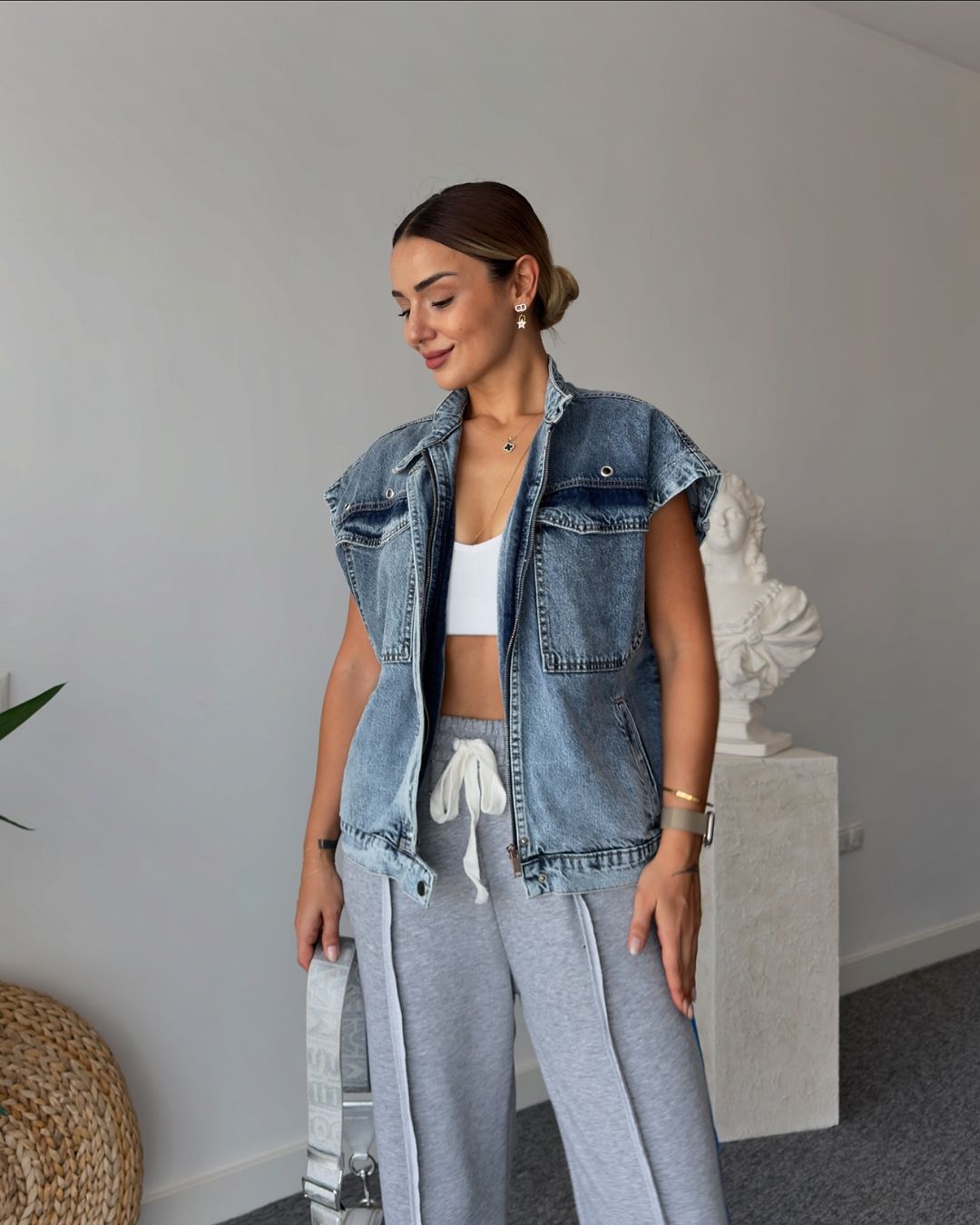 Oversize jeans vest